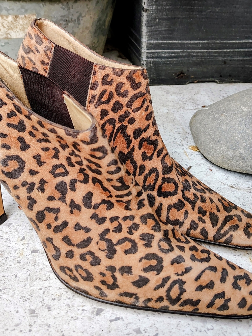 ISAAC MIZRAHI Leopard Print Ankle Boots - Brown Leopard Women's Shoes